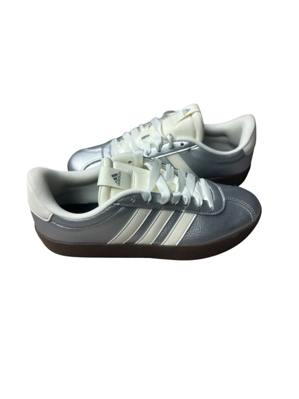 adidas Vl Court 3.0 Lace Up  Womens Silver Sneakers Shoes Size 9.5 JQ7315 NWOB